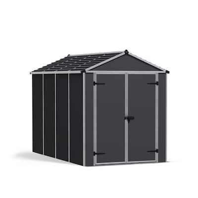 Rubicon 6 ft. W x 10 ft. D Resin Plastic Outdoor Garden Storage Shed (60.5 sq. ft.) in Dark Gray