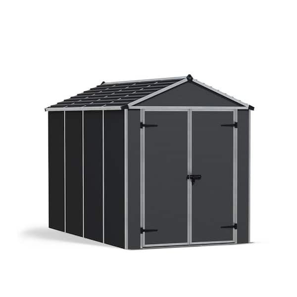 Rubicon 6 ft. W x 10 ft. D Resin Plastic Outdoor Garden Storage Shed (60.5 sq. ft.) in Dark Gray