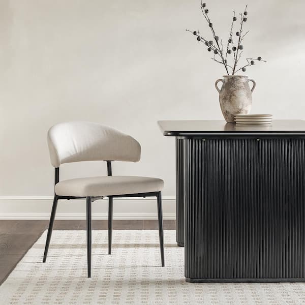 2-Piece Modern Upholstered Ivory Dining Chairs