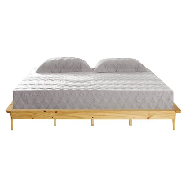 Light Oak King Solid Wood Platform Bed, Platform Bed Frame Recessed Legs