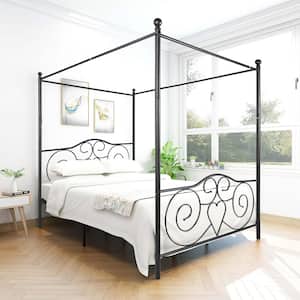 Black Metal Canopy Bed Frame