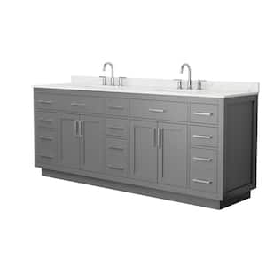 Beckett TK 84 in. W x 22 in. D x 35 in. H Double Bath Vanity in Dark Gray with Brushed Nickel Trim Giotto Quartz Top