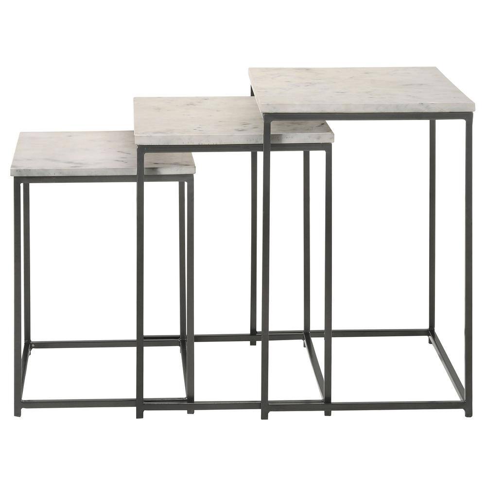 Medora White Marble and Gunmetal Nesting Tables