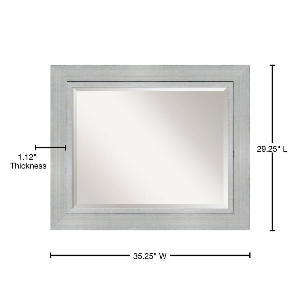 Romano Silver Beveled Rectangle Wood Bathroom Wall Mirror