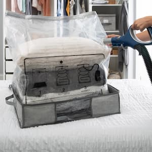 2-in-1 Under the Bed Vacuum Storage Bag and Tote in Heather Grey