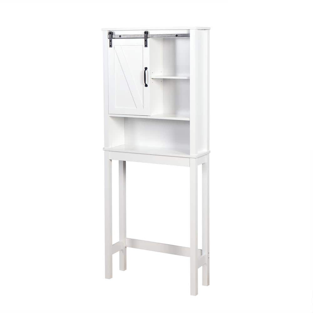 27.16 in. W x 67 in. H x 9.06 in. D White Finish Over The Toilet Storage wi