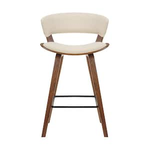 Armen Living Jagger Modern 26 in. Wood and Cream Faux Leather