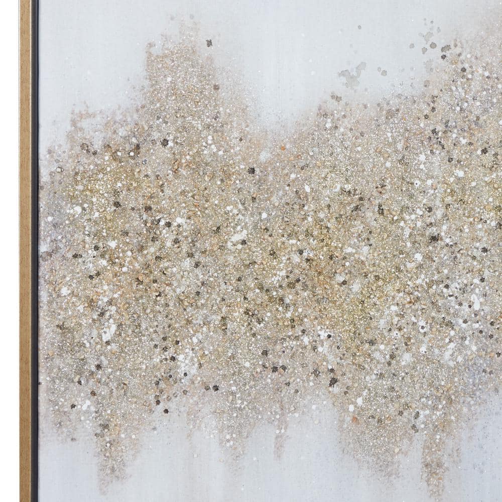 Gold Glitter Abstract Geode Canvas Wall Art with Frame