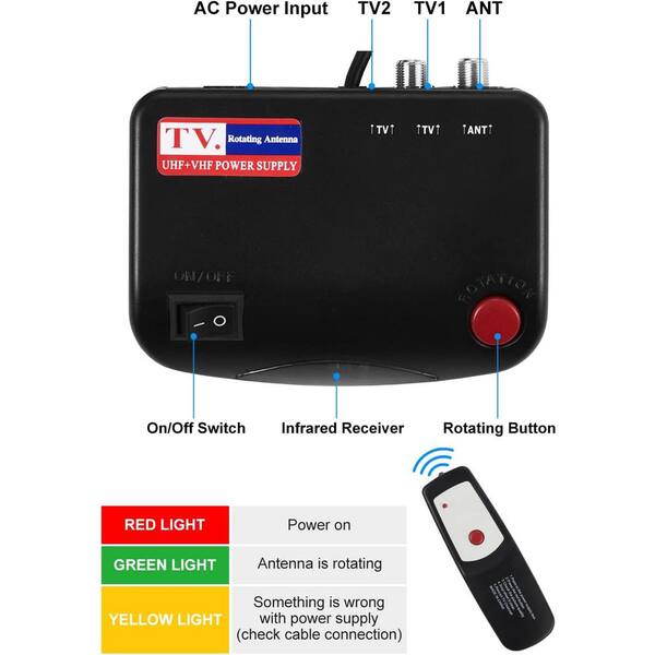 150 Miles Outdoor TV Antenna Motorized Amplified V/UHF