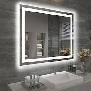 30 in. W x 36 in. H Rectangular Frameless Front Back Lighted Anti-Fog Wall Bathroom Vanity Mirror, Tempered Glass, ETL