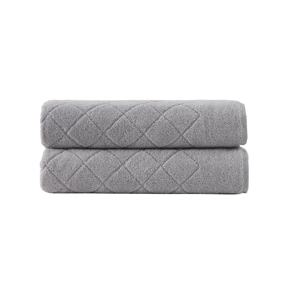 Unbranded Gracious 2-Pieces Silver Turkish Cotton Bath Towels
