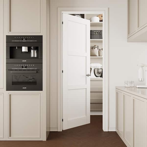 28 in. x 80 in. 3-Lite Paneled Blank Solid Core Composite Manufacture Wood White Primed Interior Door Slab