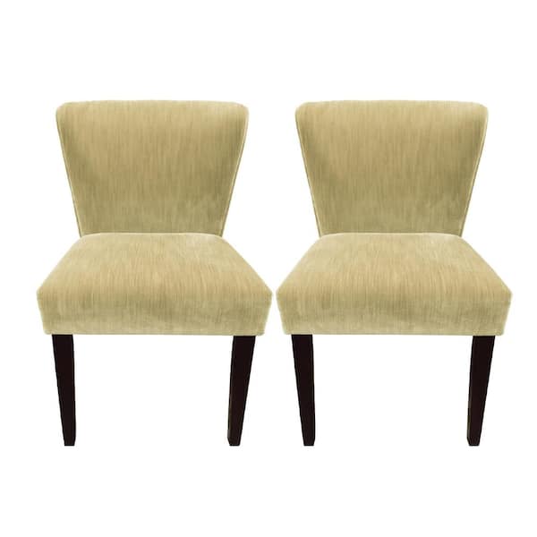 Homy Casa Cambodia Lemon Yellow Upholstered Solid Wood Dining Chair(Set of 2)