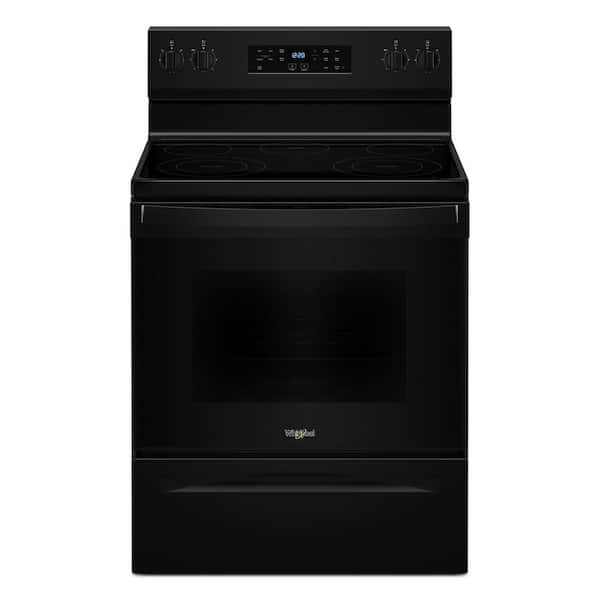 Whirlpool 30 in. 5-Burner Elements Freestanding Electric Range in Black with Dual Elements and No Preheat Mode