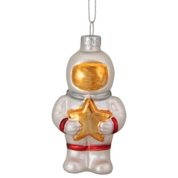 Northlight 3.5 in. White and Gold Glass Astronaut Christmas Ornament