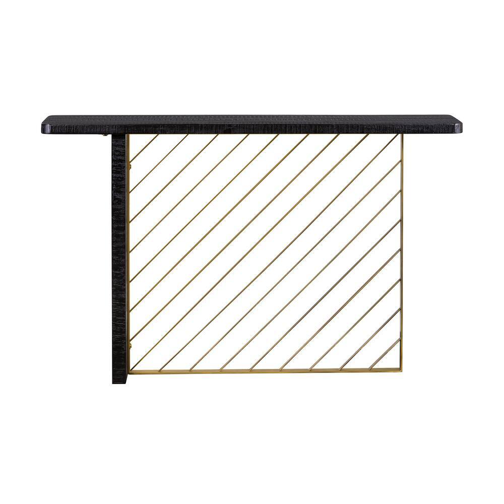Monaco Black Wood and Antique Brass 47" Console Table