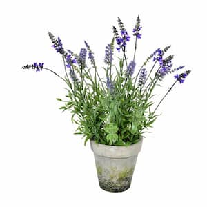 Nearly Natural 15 in. Lavender Artificial Arrangement in Marble 