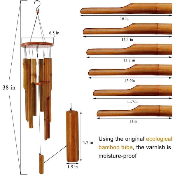 Afirst Bamboo Wind Chimes 30" Classic Wooden Wind Chimes Outdoor With 6