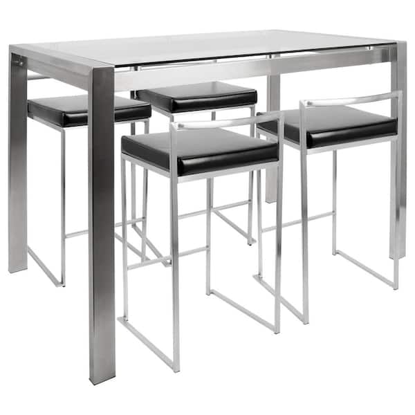 Fuji 5-Piece Stainless Steel and Black Counter Set