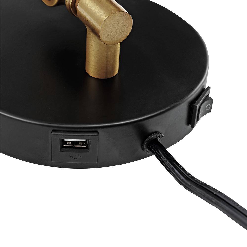 Lisa 18" Black Iron Swing Arm LED Wall Sconce with USB Charging