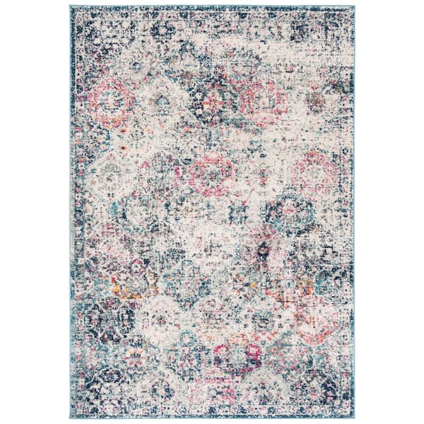 SAFAVIEH Madison Navy/Teal 5 ft. x 8 ft. Border Area Rug