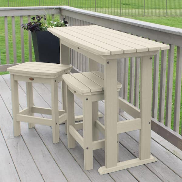 Highwood Lehigh Whitewash 3-Piece Plastic Rectangular Counter Height Outdoor Dining Set