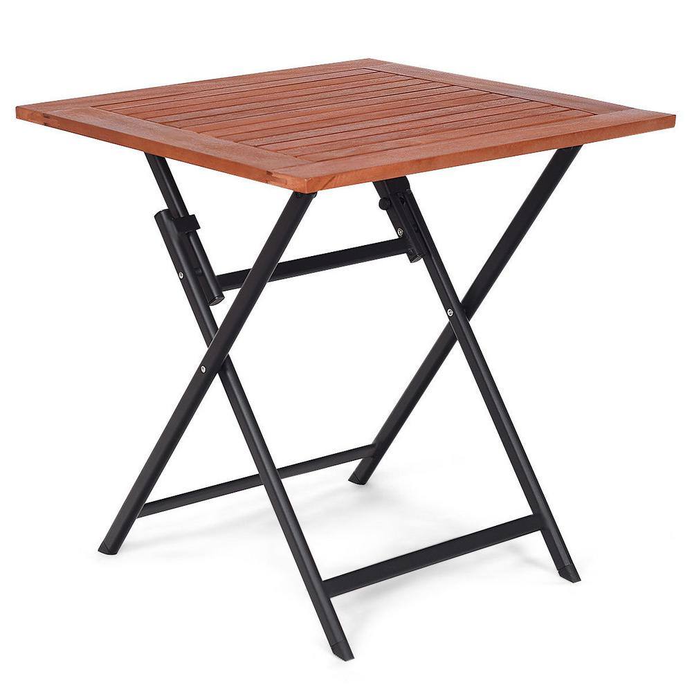 CASAINC 29 in. H Wood Color Metal Square Patio Dining Camping Outdoor