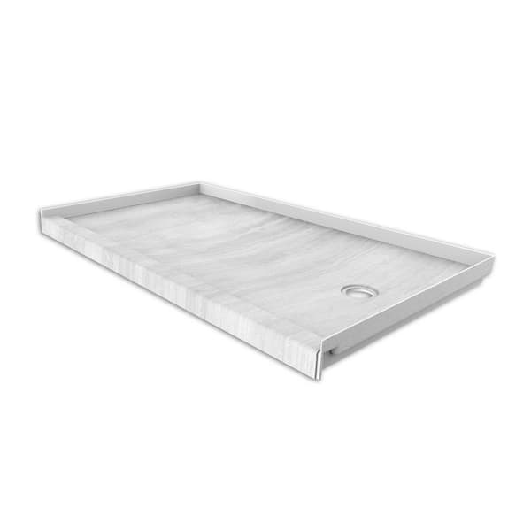FlexStone 32 in. x 60 in. Single Threshold Shower Base with Right Hand Drain in Silver Strata
