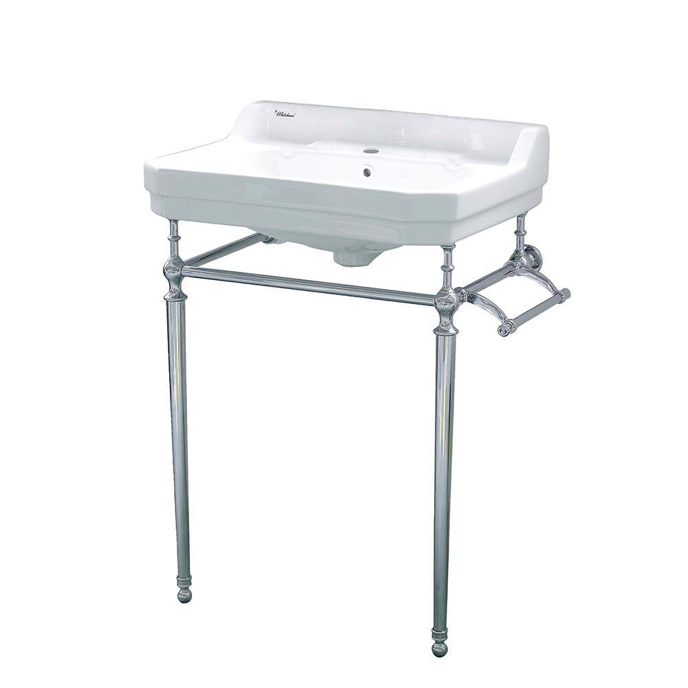 24 in. console sink with integrated rectangular bowl, solid brass leg supports and side towel bar price history on PriceWatchPro