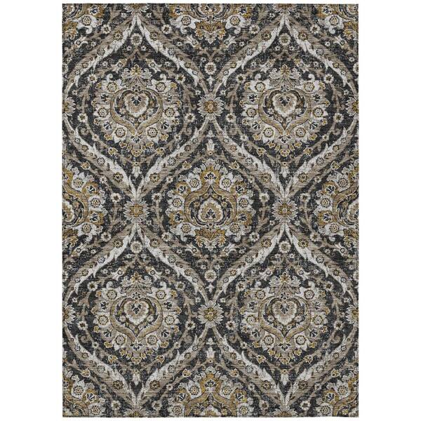 Chantille Machine Washable Indoor/Outdoor Abstract ACN2703 Black 10 ft. x 14 ft. Area Rug