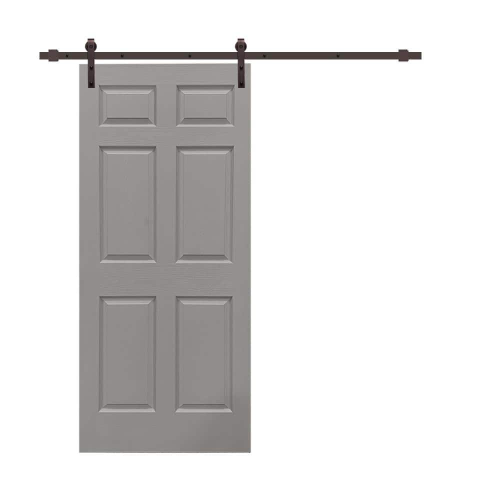 CALHOME 36 in. x 80 in. Light Gray Painted Composite MDF 6-Panel ...