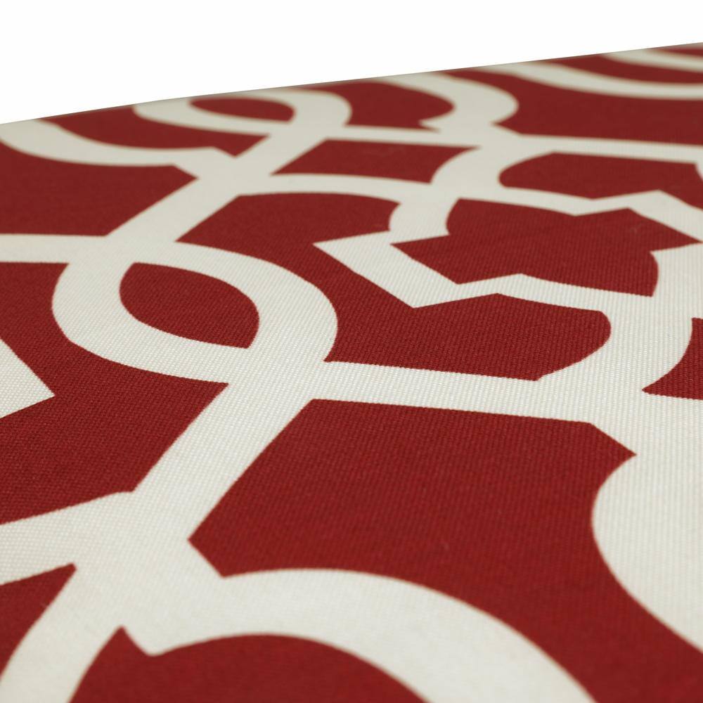Red and White Geometric Square Outdoor Throw Pillows Set
