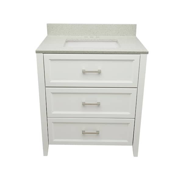 Ella Zermatt 31 in. W x 22 in. D x 36 in. H Bath Vanity in White with Quartz Stone Galaxy White Top with White Basin