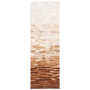Studio Leather Ivory Brown 2 ft. x 7 ft. Distress Runner Rug