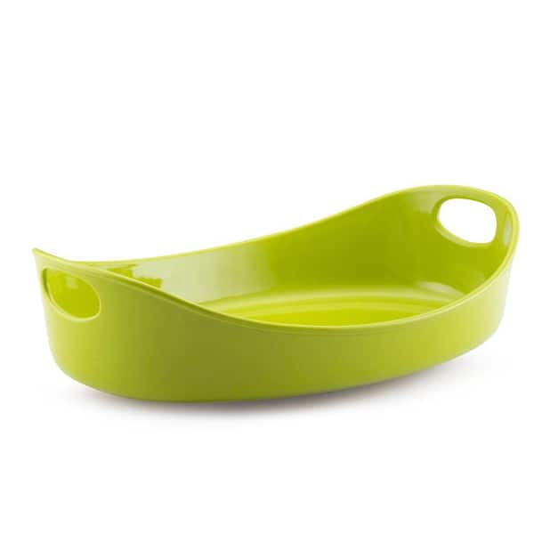 Rachael Ray Bubble and Brown Large Oval Baker in Green