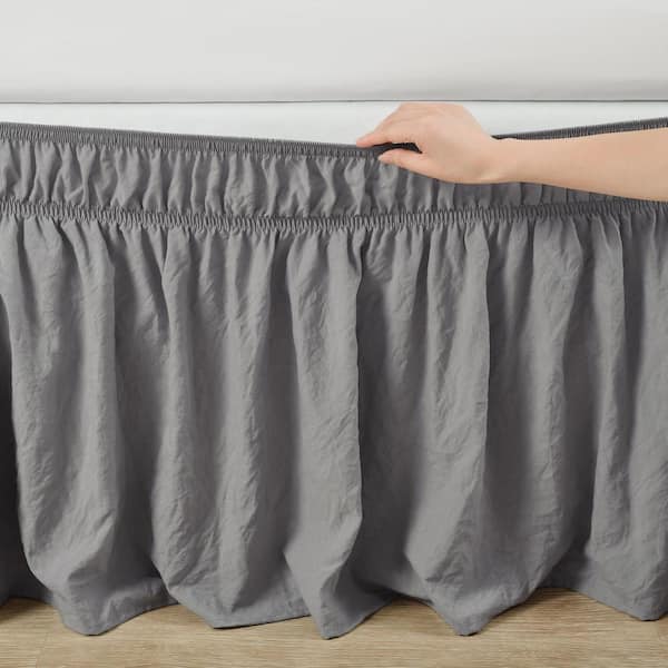 Lush Decor Ruched 20 In Drop Length, Dark Gray Twin Bed Skirt