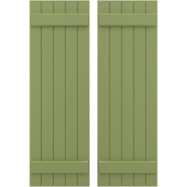 Ekena Millwork 17-1/2 in. W x 83 in. H Americraft 5-Board Exterior Real Wood Joined Board and Batten Shutters in Moss Green