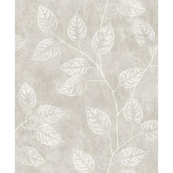 57.5 sq. ft. Grey Taupe Branch Trail Silhouette Nonwoven Paper Unpasted Wallpaper Roll
