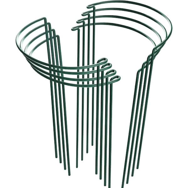 8-Pack Plant Support Half Round Metal Garden Plant Stake Indoor Green Plant Support Ring Border 10 in. W x 15.8 in. H