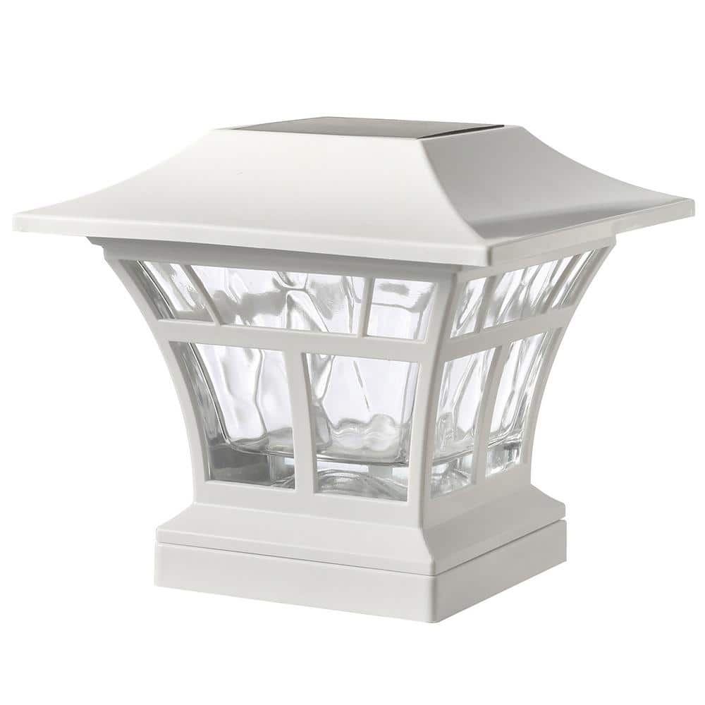 Hampton Bay in. x in. or in. x in. Matte White Integrated LED  Outdoor Solar Deck Post Light 84046 The Home Depot