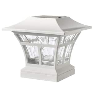 4x4 or 6x6 Matte White Integrated LED Outdoor Solar Deck Post Light