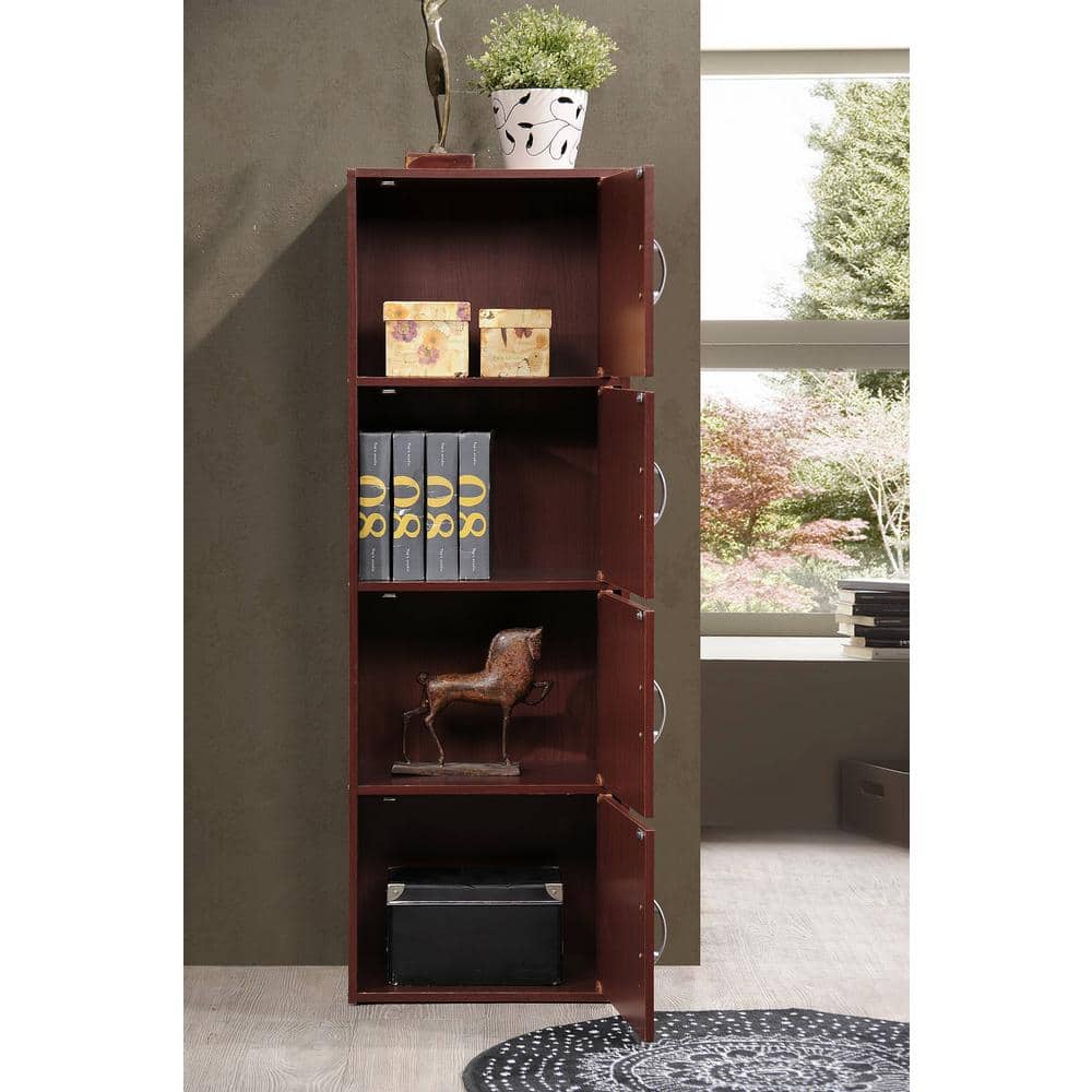 Mahogany 4-Door Multipurpose Storage Cabinet