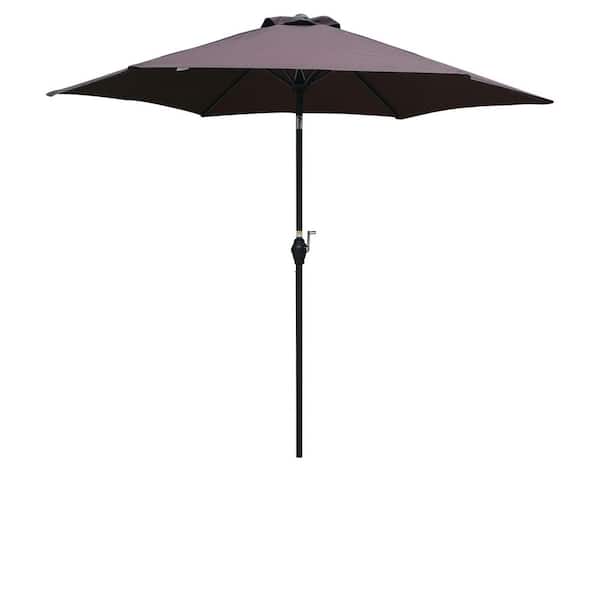 Cesicia 9 ft. Steel Hexagon Outdoor UPF 40 Plus Patio Beach Market Umbrella in Chocolate with Push Button Tilt and Crank