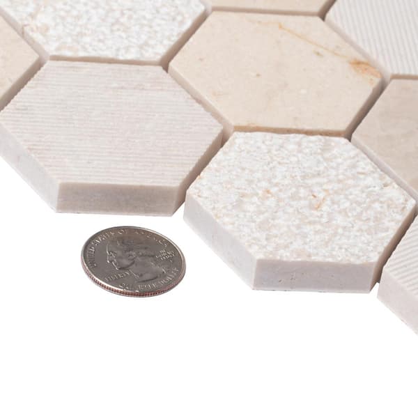 Apollo Tile Beige 4 in. x 5 in. Honeycomb Hexagon Marble