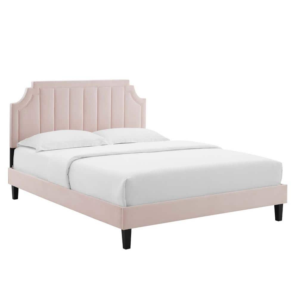 MODWAY Sienna Performance Velvet Pink Full Platform Bed MOD-6914