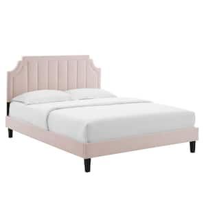 Sienna Performance Velvet Pink Full Platform Bed