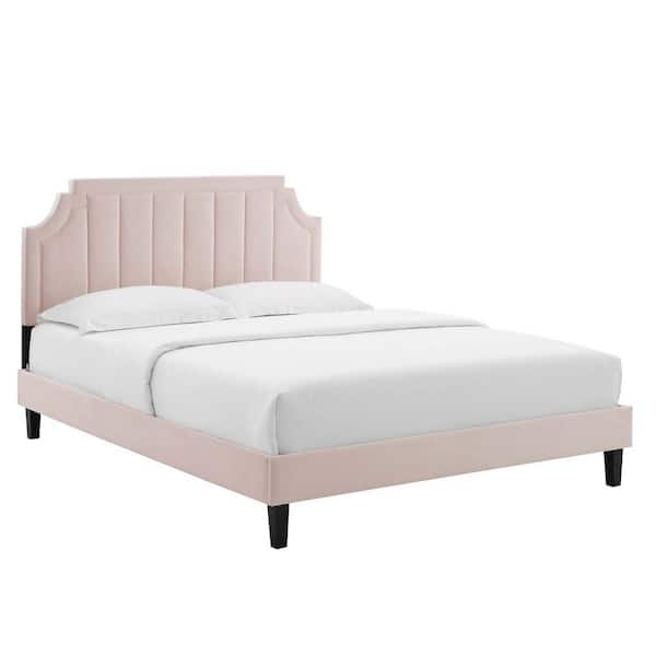 MODWAY Sienna Performance Velvet Pink Full Platform Bed