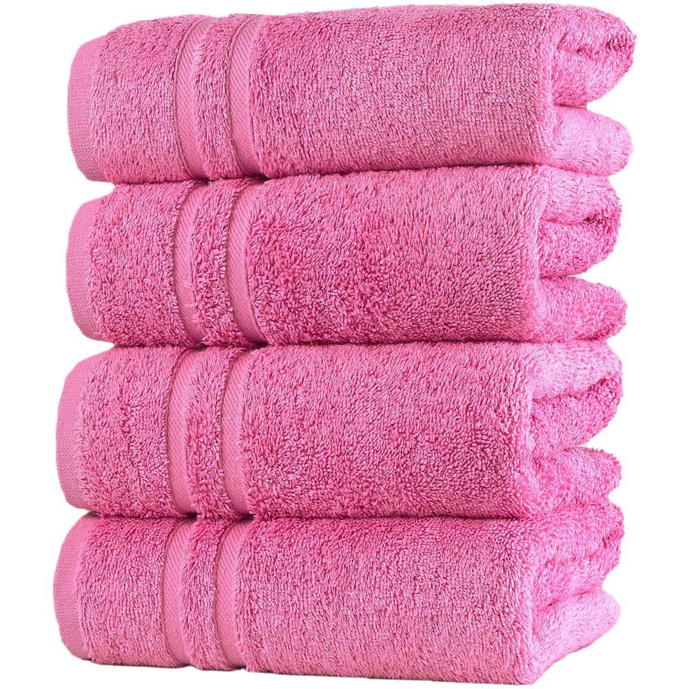 100% Cotton 4 Pack Premium Pink Hand Towels-Quick-Dry, High Absorbent, for 