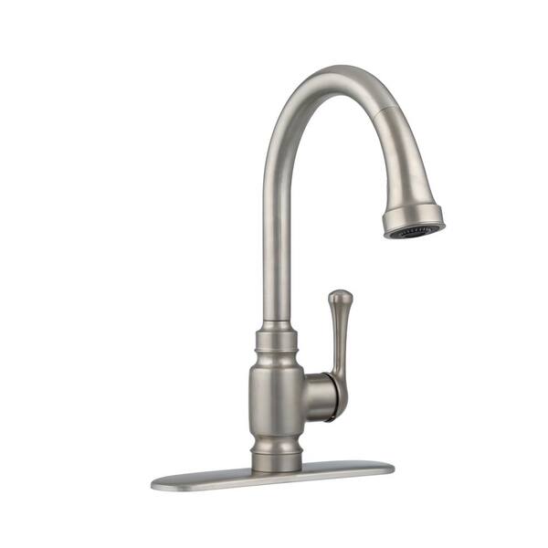 Carmichael Single-Handle Pull-Down Sprayer Kitchen Faucet in Stainless Steel