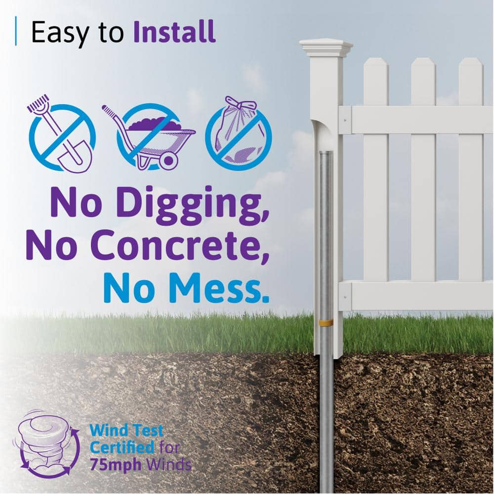 Newport 3.5-ft White Vinyl No-Dig Fence Post